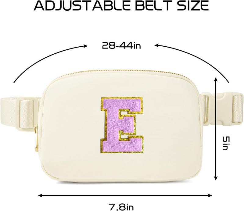 Gitus Gifts for 8 9 10 11 12 Year Old Girls Belt Bag Fanny Pack Crossbody Bags with Initial Letter Patch Cute Stuff Birthday Gifts for Teen Girls Women Personalized Trend Stuff (Ivory-E) - Image 3